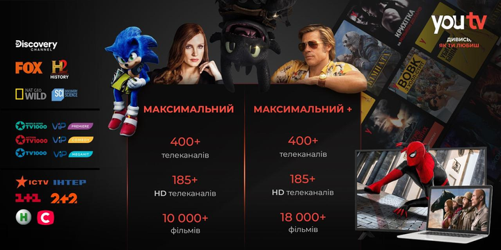 Подписка YouTV Тариф «Максимальный+» на 1 мес. официальная более 400 телеканалов для 5 устройств. - изображение 2