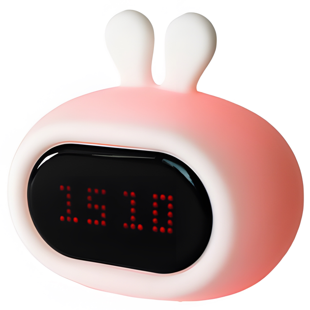 Lampka nocna silikonowa z budzikiem Innogio Rabbit GIO-135 (5903317816423) - obraz 3