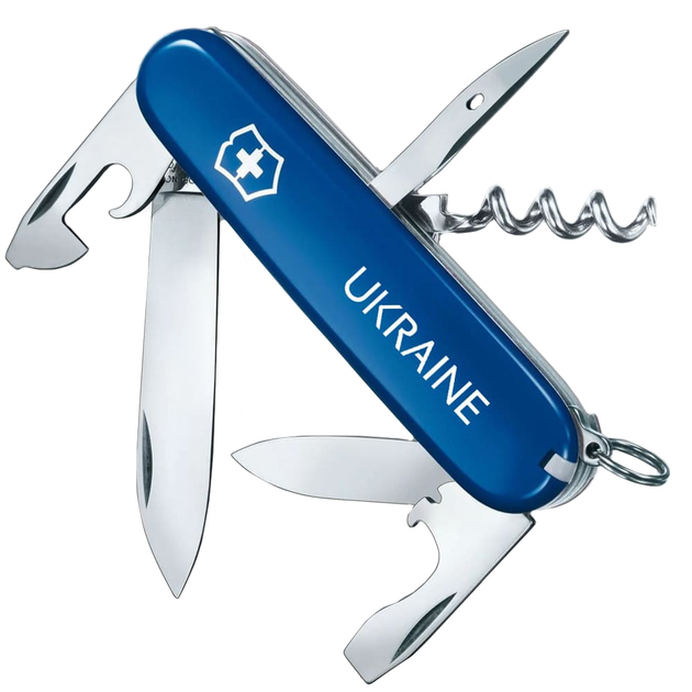 Нож складной, мультитул Victorinox Spartan Ukraine (91мм, 12 функций), синий 13603.2_T0140u - изображение 1