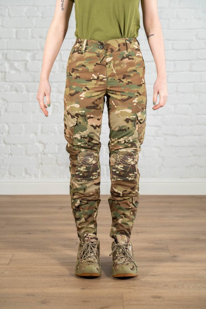 Тактические женские брюки со вставными наколенниками рип-стоп Мультикам (670) , XL - изображение 1