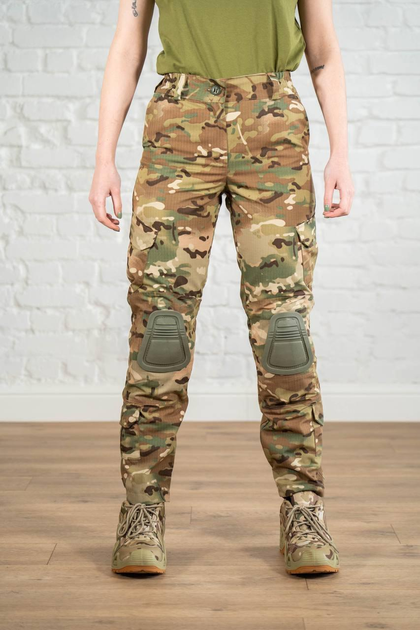 Военные женские брюки со вставными наколенниками рип-стоп Мультикам Олива (672) , 3XL - изображение 1