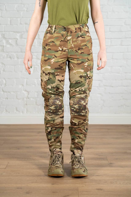 Тактические женские брюки со вставными наколенниками рип-стоп Мультикам (670) , 2XL - изображение 1