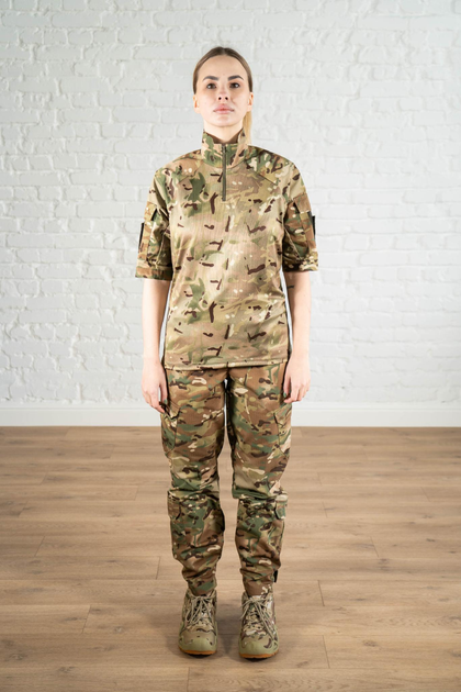 Тактическая женская форма убакс короткий рукав и штаны с карманами рип-стоп CoolMax standart Мультикам (626) , 2XL - изображение 1