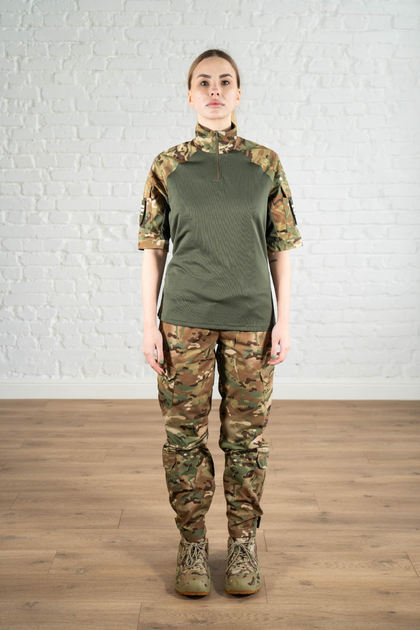 Військова жіноча форма убакс короткий рукав та штани з кишенями CoolMax ріп-стоп standart Мультикам Олива (628) , 3XL - зображення 1