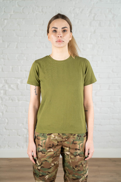 Женская военная футболка ХБ (хлопок) гипоаллергенная tactical Олива (665) , 3XL - изображение 1