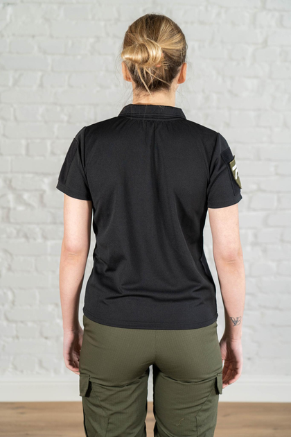 Женское армейское поло CoolMax дышащее с велкро панелями Черное (661) , 3XL - изображение 2