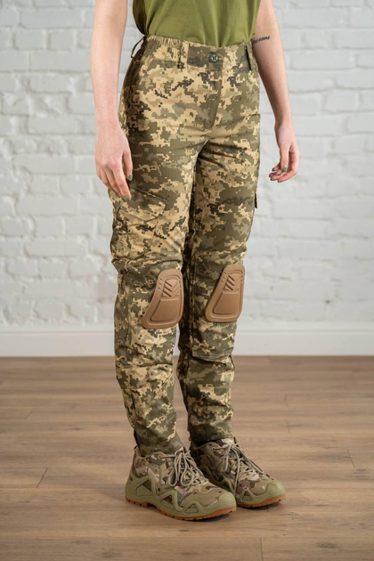 Жіночі тактичні штани зі вставними наколінниками ріп-стоп Піксель Койот (673) , 2XL - зображення 2