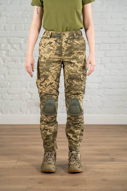 Жіночі армійські штани зі вставними наколінниками ріп-стоп Піксель Олива (674) , 3XL - зображення 1
