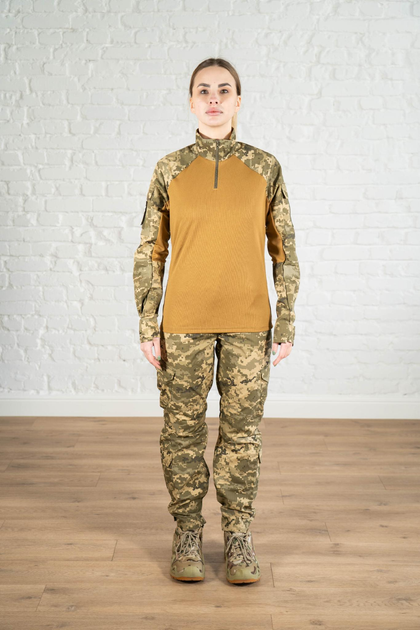Женская армейская форма убакс и штаны с карманами рип-стоп CoolMax standart Пиксель Койот (624) , 3XL - изображение 1