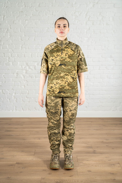 Женская тактическая форма убакс короткий рукав и штаны с карманами рип-стоп CoolMax standart Пиксель (629) , 2XL - изображение 1