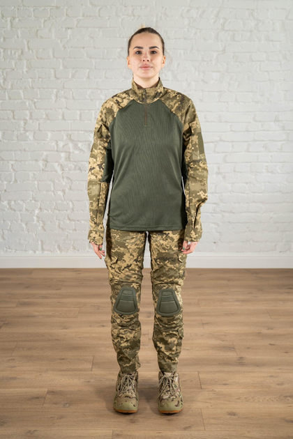 Жіноча військова форма убакс та штани з наколінниками CoolMax ріп-стоп standart Піксель Олива (637) , XL - зображення 1
