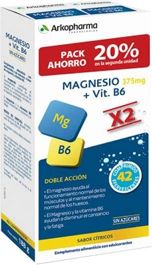 Kompleks witamin i minerałówArkopharma Magnesium B6 375 mg 2 x 21 tabs (8428148459795) - obraz 1