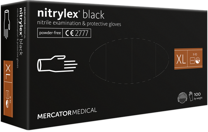 Нітрилові рукавиці без пудри Nitrylex Black Protective Gloves розмір XL - изображение 1