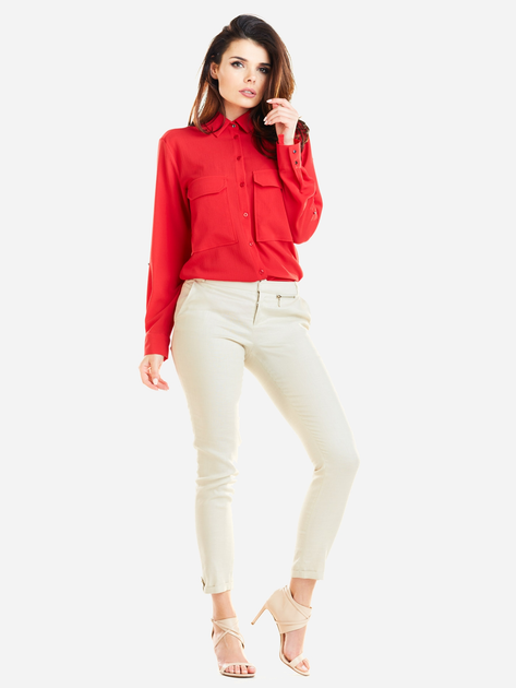 Koszula damska elegancka Awama A260 L Czerwona (5902360535701) - obraz 2