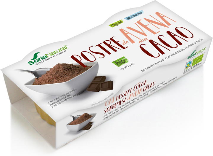 Десерт шоколадний Soria Natural Postre Avena Cacao 2 x 100 г (8422947530525) - зображення 1