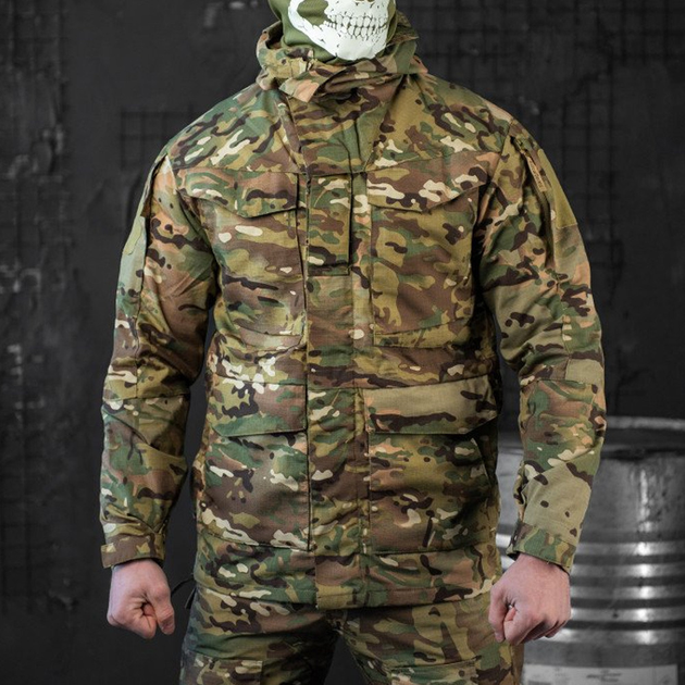 Чоловіча водонепроникна Куртка Rip-stop з капюшоном та сітчастою підкладкою мультикам розмір L - зображення 1