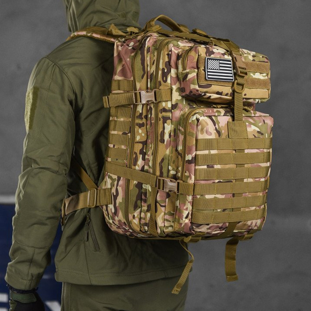 Прочный Рюкзак 45л с системой Molle / Водонепроницаемый Ранец с карманом для гидропакета мультикам - изображение 1