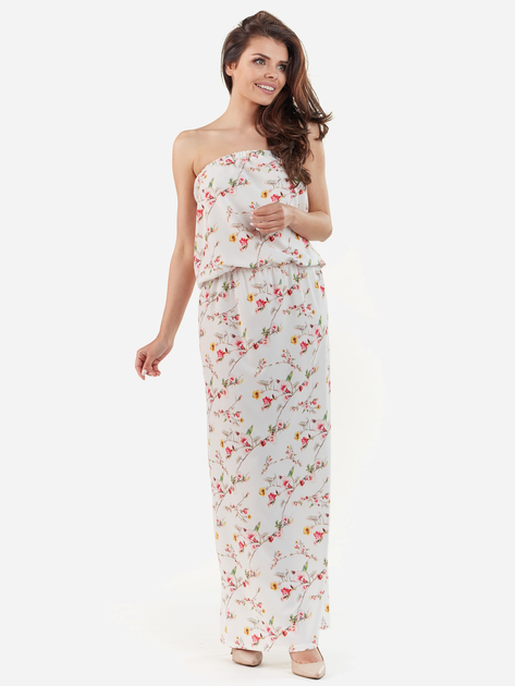 Sukienka damska w kwiaty Awama A219 XL Ecru (5902360522855) - obraz 1