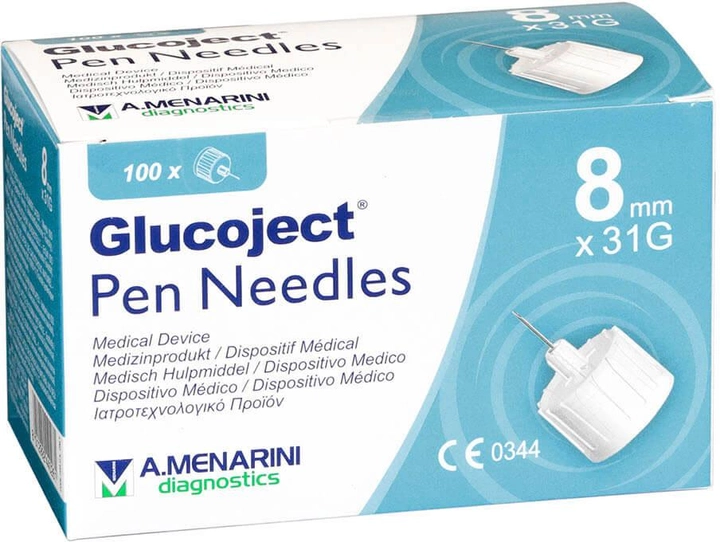 Игла для шприца Menarini Glucoject Insulin Needle 31G x 8 мм 100 шт (8012992440315) - изображение 1