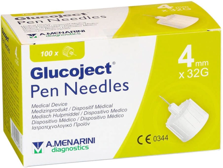Игла для шприца Menarini Glucoject Insulin Needle 32G x 4 мм 100 шт (8012992440292) - изображение 1