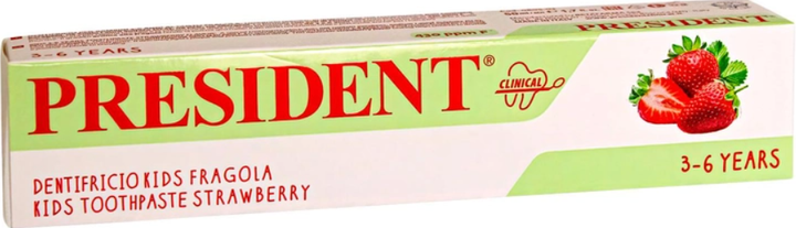 Детская зубная паста President Kids Strawberry от 3 до 6 лет 50 мл - Фото 1 Детская зубная паста President Kids Strawberry от 3 до 6 лет 50 мл - изображение 1
