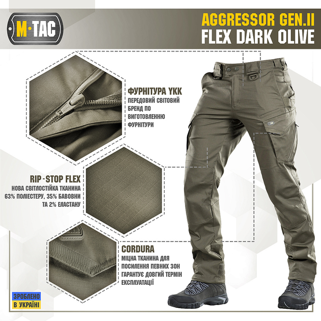 Брюки M-Tac Aggressor Gen II Flex Dark Olive 34/36 - изображение 2