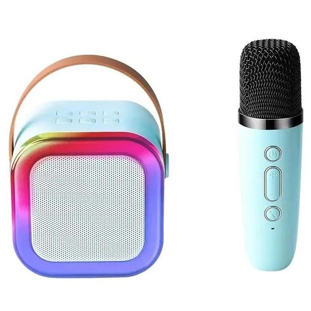 Портативна колонка з караоке мікрофоном та RGB підсвічуванням K12 10W Bluetooth. Колір: блакитний(ws85126)(WB) - изображение 2