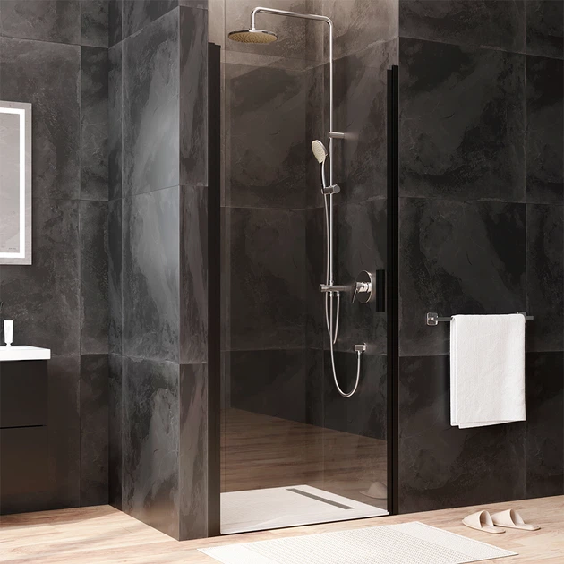 Душові двері AM.PM Gem 90х195 W90UG-090-1P-195BT чорна матова/прозоре скло - зображення 2