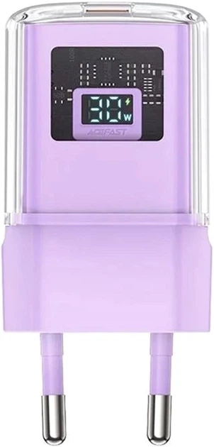 Мережевий зарядний пристрій Acefast A53 Sparkling Series PD30W GaN USB-C Charger Alfalfa Purple - зображення 2