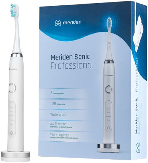 Elektryczna szczoteczka do zębów Meriden Sonic+ Professional White (5907222354001) - obraz 2