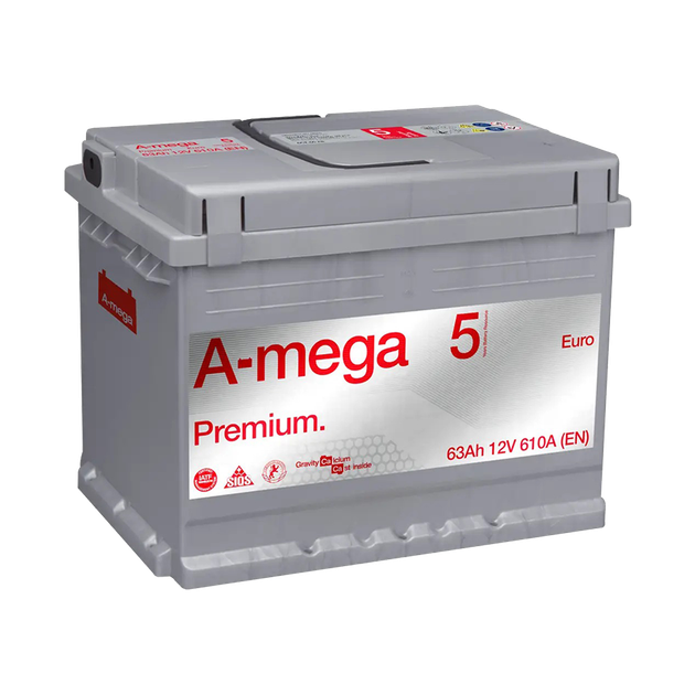 Аккумулятор авто Мегатекс A-mega Premium (M5) 6СТ-63-А3 (прав) euro ТХП 610 - изображение 1