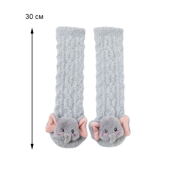 Теплые носки детские из мягкой махровой ткани серые one size 0-4 года - изображение 4