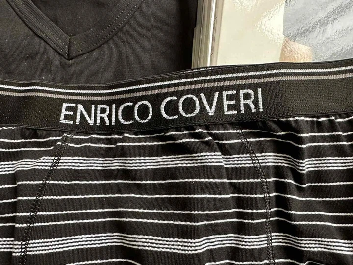 Комплект мужского нижнего белья футболка и боксеры Enrico Coveri EC1248 L Черный - изображение 3