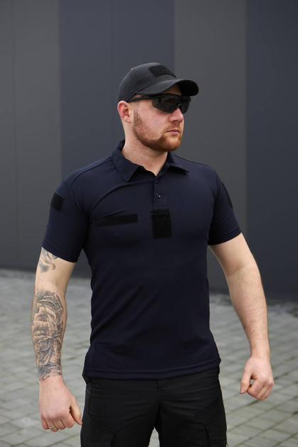 Мужская футболка Поло для ДСНС темно-синяя ткань Cool-pass размер 60 - изображение 2