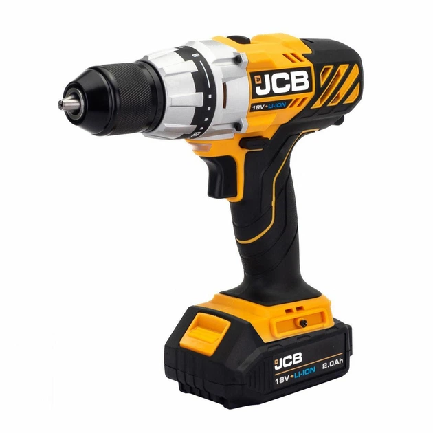 Дрель-шуруповерт аккумуляторная (JCB-18DD-B-E) 18V, max 45Nm в комплекте с зарядным устройством (JCB-18VFC-E) 2.4A и батареей аккум(JCB-20LI-E) 2.0AH JCB-18DD-2X-E - изображение 2