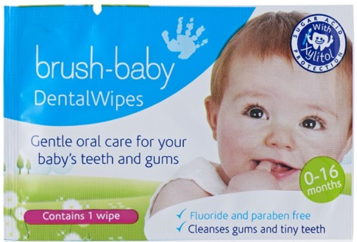 Chusteczki higieniczne do czyszczenia dziąseł Brush-Baby DentalWipes 28 szt (5060178100112) - obraz 1
