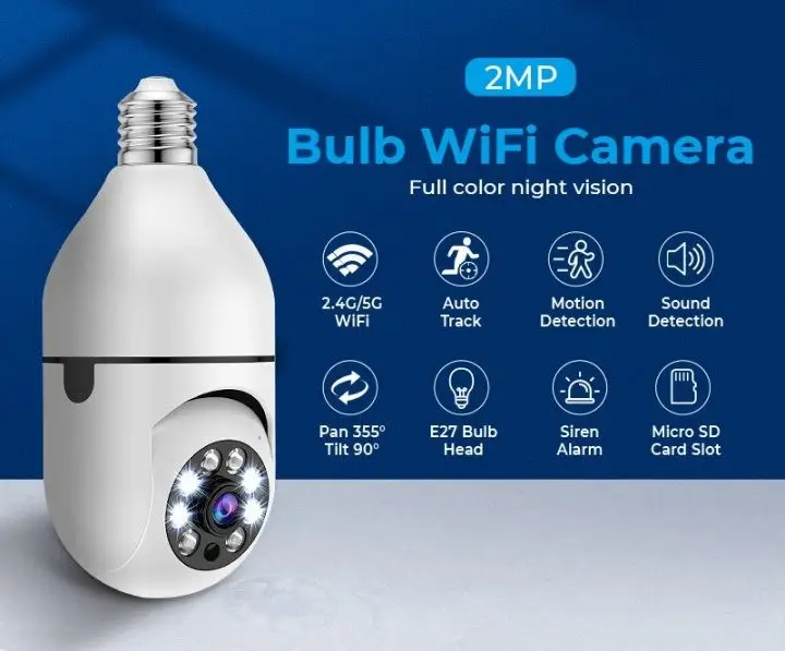 Бездротова панорамна IP Wi-Fi камера відеоспостереження в патрон L1 E27 Smart 3120S-DPXY 2MP - зображення 5