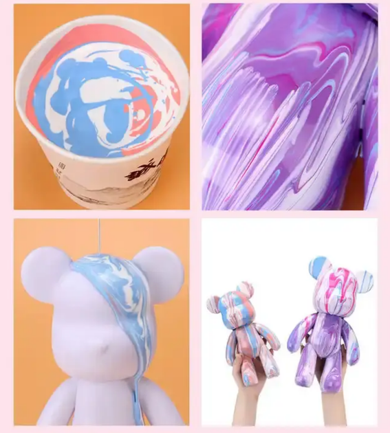 Флюидный медвежонок Punk Fluid Bear Bearbrick с красками 23 см, набор для творчества сделай сам DIY мишка флюид-арт (D-2019091441) - Фото 5 Флюидный медвежонок Punk Fluid Bear Bearbrick с красками 23 см, набор для творчества сделай сам DIY мишка флюид-арт (D-2019091441) - изображение 5