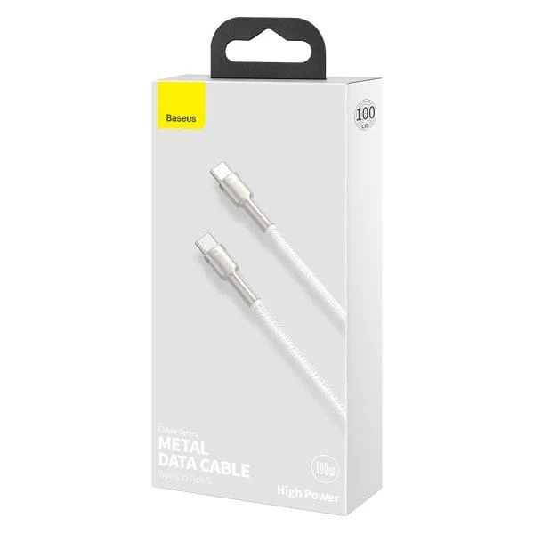 Кабель Baseus Cafule Metal Cable Type-C to Type-C 100W 20V 5A 1м (CATJK-C02) White - зображення 14
