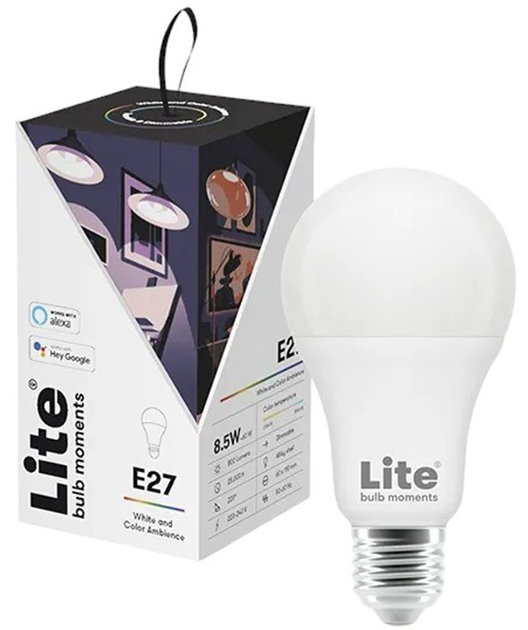 Розумна світлодіодна лампа Lite Bulb Moments Smart LED RGBW E27 8.5 Вт (NSL911957) - зображення 1