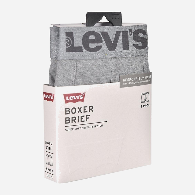 Набір трусів-боксерів чоловічих 2 шт Levi's Melange Wb Boxer Brief Organic Co 2P 701203923-004 XL Сірий (8720245288880) - зображення 4