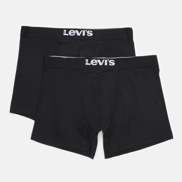 Набір трусів шорти чоловічий 2 шт Levi's Solid Basic Boxer Brief Organic Co 2P 7012228420050 2XL Чорний (8720245437660) - зображення 1