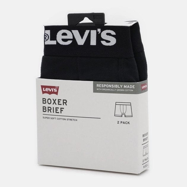 Zestaw majtek męskich typu bokserki 2 szt Levi's Solid Basic Boxer Brief Organic Co 2P 7012228420050 S Czarny (8720245437622) - obraz 6