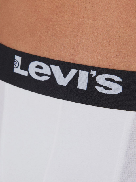 Zestaw majtek męskich typu bokserki 2 szt Levi's Solid Basic Boxer Brief Organic Co 2P 7012228420110 S Biały/Czarny (8720245437820) - obraz 4