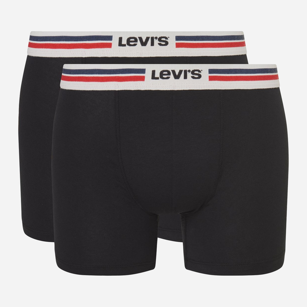 Zestaw majtek szorty męski 2 szt Levi's Logo Boxer Brief Org 2P 7012228430010 S Czarny (8720245437905) - obraz 1