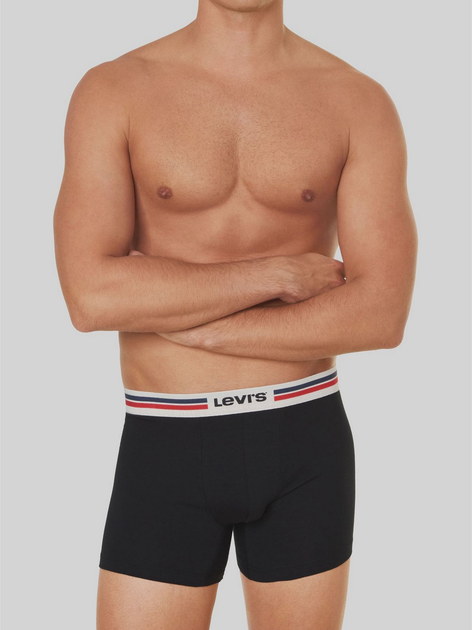 Набір трусів-боксерів чоловічих 2 шт Levi's Logo Boxer Brief Org 2P 7012228430050 M Сірий/Чорний (8720245438001) - зображення 4