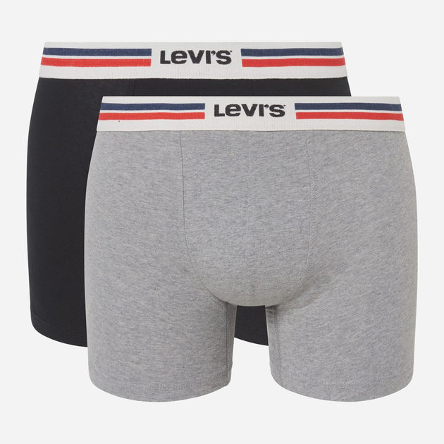 Набір трусів шорти чоловічий 2 шт Levi's Logo Boxer Brief Org 2P 7012228430050 L Сірий/Чорний (8720245438018) - зображення 1