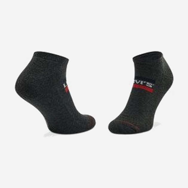 Набір жіночих шкарпеток коротких бавовняних 2 пари Levi's Low Cut Logo 2P 7012195070030 35-38 Чорний/Темно-сірий (8720245286237) - зображення 2
