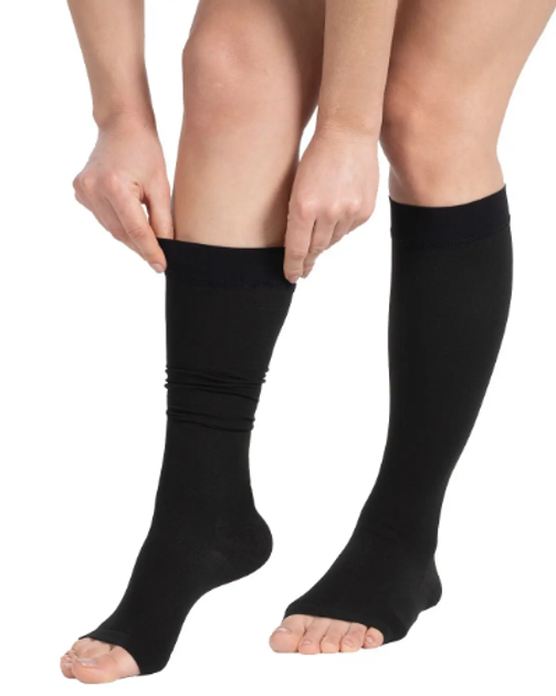 Компрессионные гольфы W1329 CCL2 с открытым носком размер 7 Черные ...