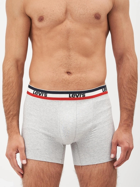 Zestaw majtek męskich typu bokserki 3 szt Levi's Logo Boxer Brief 3P 100002870-001 M Szary/Granatowy (8720245095495) - obraz 4